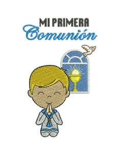 Kid Boy in His First Communion   Embroidery design