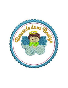 Angel wings on a cloud boy baptism Embroidery Design