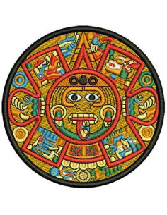 Colorful Aztec calendar for embroidery