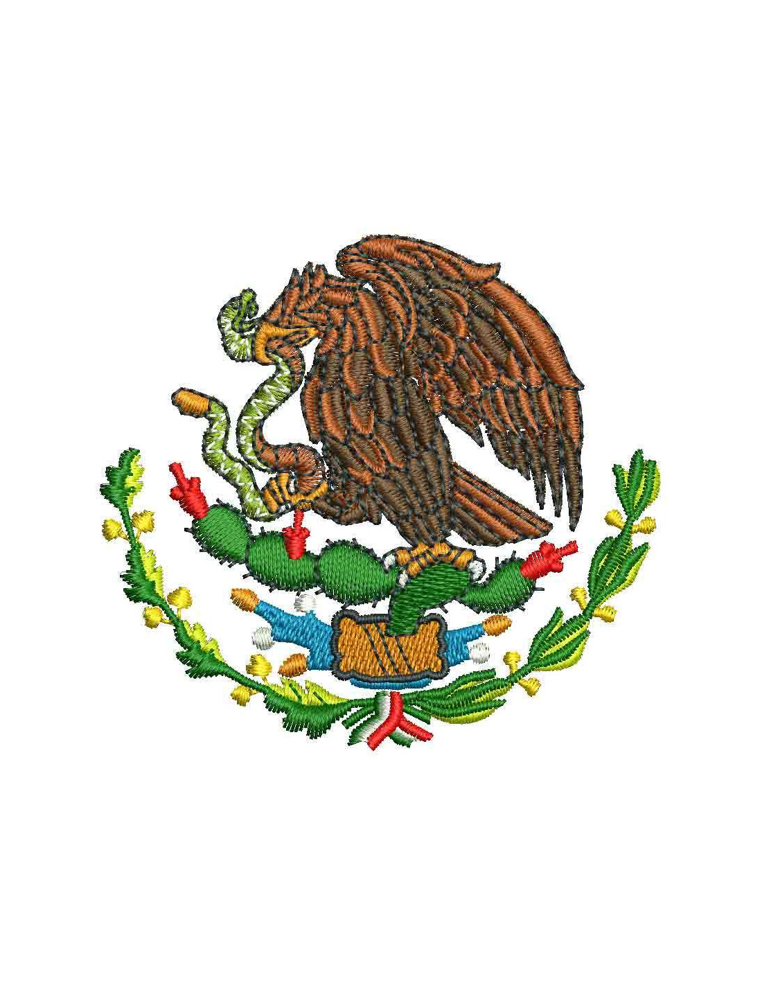Aguila Escudo México a colores 7 cm. Matrices picaje para bordado