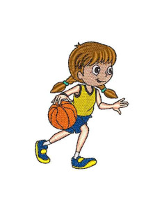 Girl playing Basketball Embroidery design 