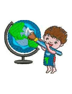 World map boy Embroidery design 