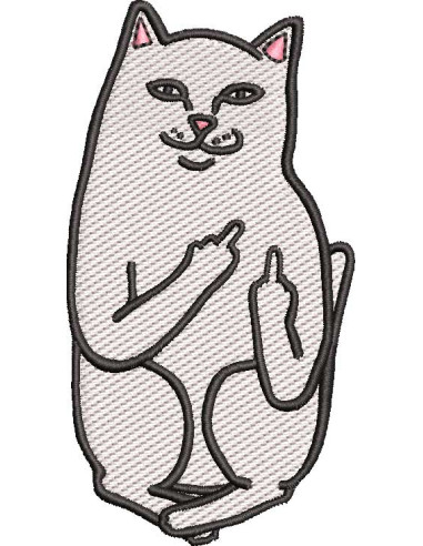 White Cat Middle finger