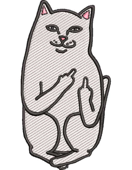 White Cat Middle finger