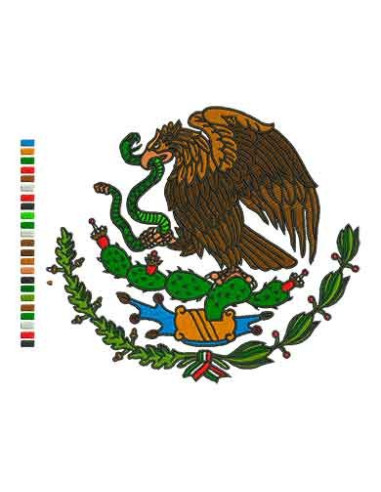 Ponchado escudo nacional México para bordar a maquina a colores 15cm