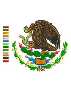 Ponchado escudo nacional México para bordar a maquina a colores 10cm