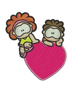 Children with heart Embroidery design 