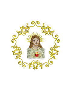 Sacred Heart of Jesus frame Embroidery design 