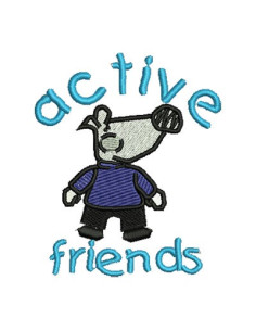 Embroidery Design Dogie active friends