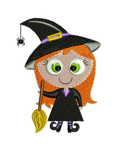 Little witch with broom 