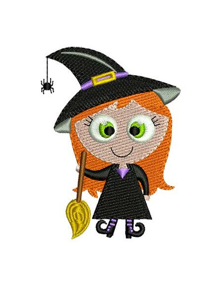 Little witch with broom 