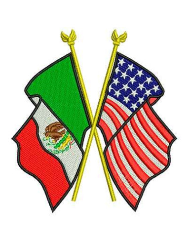 mexican and american flags crossed