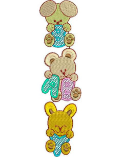 Embroidery Design Three little animals