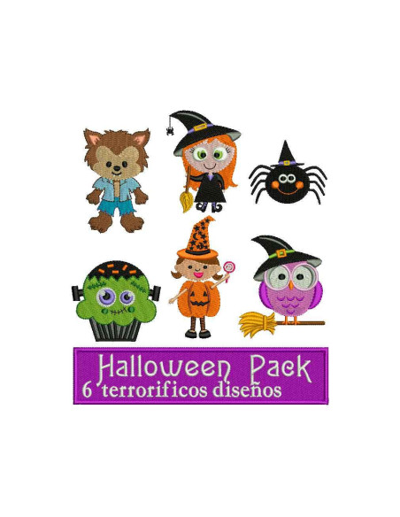 Halloween pack 6 embroidery designs