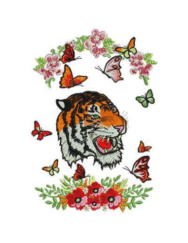 Tiger with flowers