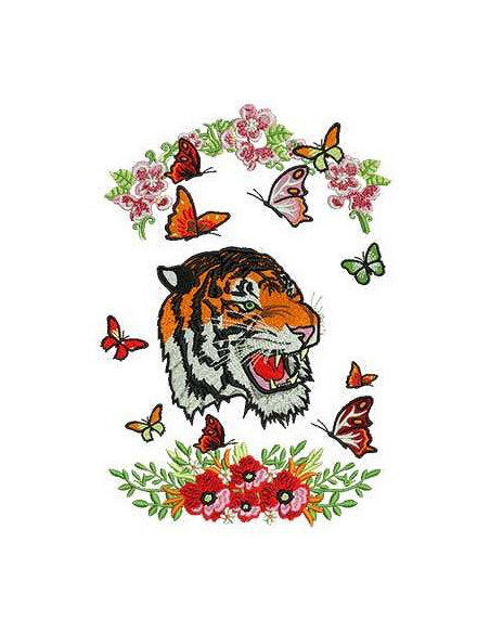 Tiger with flowers