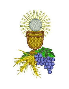 Chalice with grapes and wheat First communion embroidery design