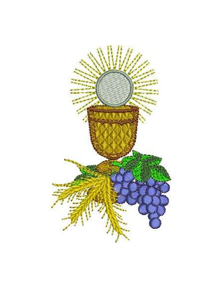 Chalice with grapes and wheat First communion