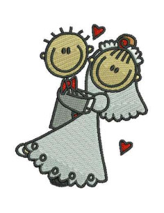 Wedding couple embroidery design