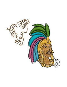 Cuauhtemoc Emperor Aztec embroidery design