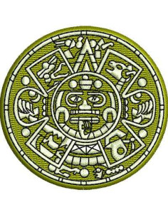 Aztec calendar embroidery design